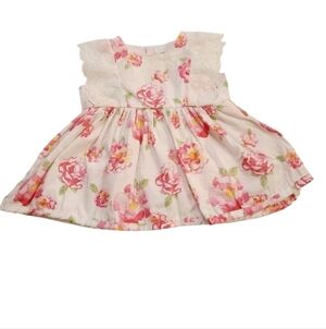 Children's Apparel Pink Girly Eyelet Lace Floral Spring Dress 3-6 Months